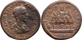 CAPPADOCIA. Caesarea. Elagabalus (218-222 AD)
AE Bronze (27.2mm 12.69g)
Obv: AY K M AYPHΛI ANTWNEIN. Laureate, draped and cuirassed bust right.
Rev...