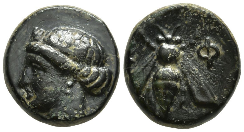 IONIA. Ephesos. (Circa 375-325 BC)
AE Bronze (10.4mm 1.3g)
Obv: Female head le...