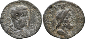 CILICIA. Flaviopolis. Valerian I (253-260 AD)
AE Bronze (28.5mm 15.34g)
Obv: Radiate, draped and cuirassed bust of Valerianus I to right, seen from ...