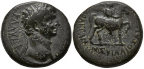 PHRYGIA. Hierapolis. Claudius (41-54 AD). M. Suillios Antiochos, grammateus
AE Bronze (19.1mm 5.7g)
Obv: KΛAYΔIOΣ KAIΣAP. Laureate head right.
Rev:...