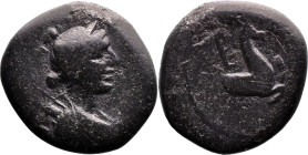 LYDIA. Hierocaesarea. Pseudo-autonomous. Time of Nero (54-68 AD)
AE Bronze (17.3mm 5.73g)
Obv: Draped bust of Artemis Persica right, quiver and bow ...