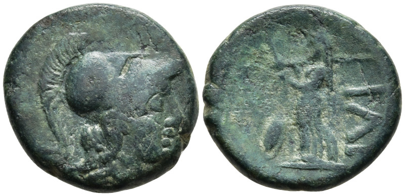 TROAS. Ilion. (circa 133-119 BC).
AE Bronze (17.7mm 4.13g)
Obv: Helmeted head ...