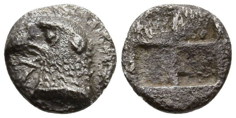 AEOLIS. Kyme. (Circa 480-450 BC).
AR Hemiobol (7.4mm 0.4g)
Obv: KY. Head of ea...