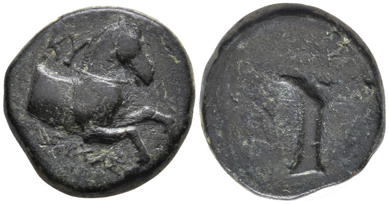 AEOLIS. Kyme. (Circa 320-250 BC).
AE Bronze (16.5mm 4.69g)
Obv: KY, forepart o...