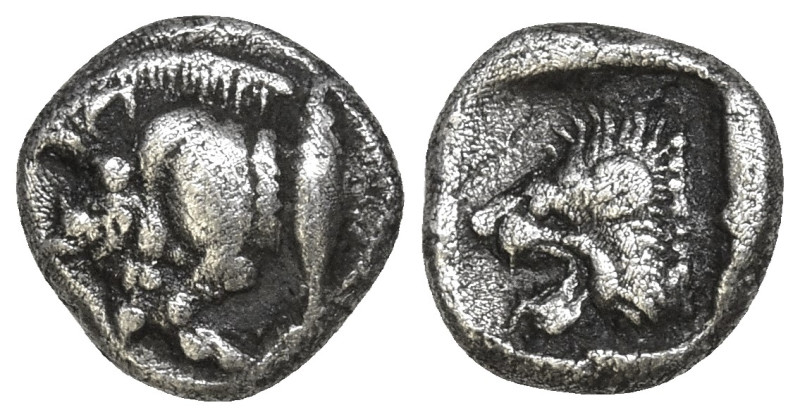 MYSIA. Kyzikos (Circa 450-400 BC)
AR Hemiobol (6.3mm 0.3g)
Obv: Forepart of bo...