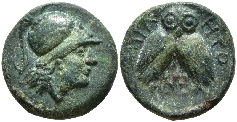 MYSIA. Miletopolis. (2nd-1st centuries BC).
AE Bronze (20.5mm 6.01g)
Obv: Helm...