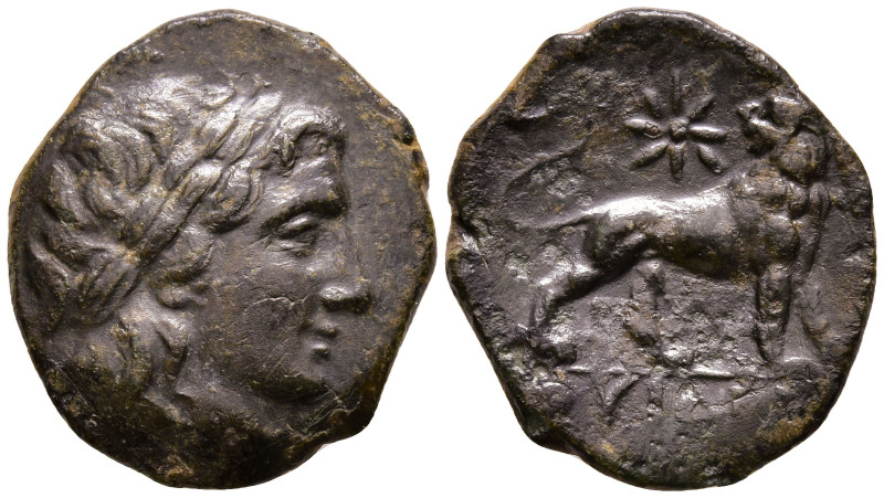 IONIA. Miletos. (Circa 350-190 BC).
AE Bronze (16.6mm 2.5g)
Obv: Laureate head...