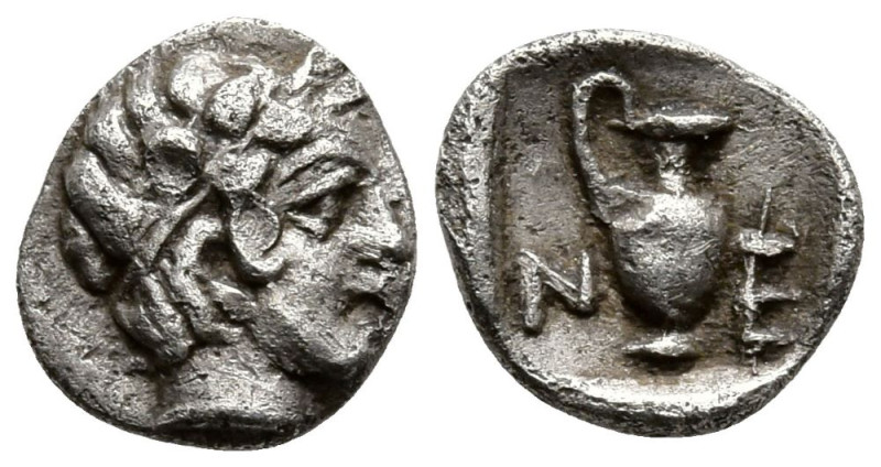 TROAS. Neandria. (4th century BC)
AR Hemiobol (6.8mm 0.3g)
Obv: Laureate head ...