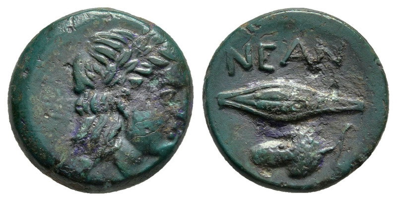 TROAS. Neandria. (4th century BC)
AE Bronze (13.3mm 2.16g)
Obv: Laureate head ...