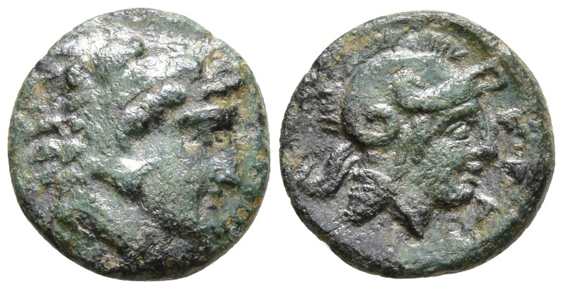 MYSIA. Pergamon. (Circa 310-282 BC)
AE Bronze (9.7mm 0.66g)
Obv: Head of Herak...