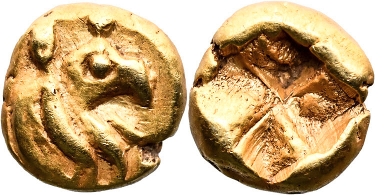 IONIA. Phokaia. (Circa 625/00 BC)
EL 1/24 Stater (6.5mm 0.67g)
Obv: Head of gr...