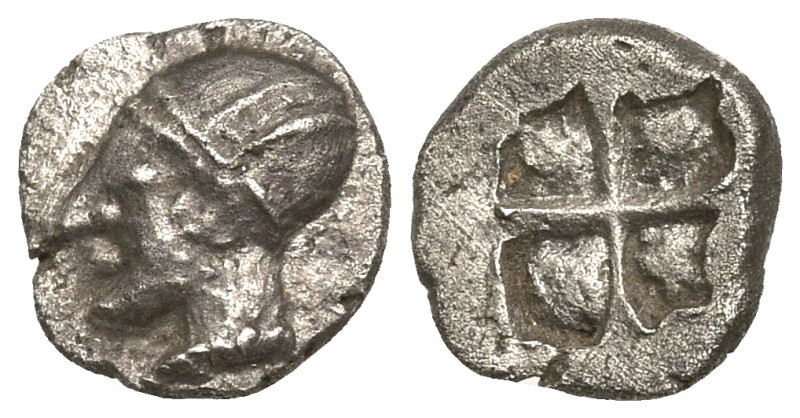 IONIA. Phokaia. (Circa 521-478 BC).
AR Diobol (10.5mm 1.22g)
Obv: Archaic fema...