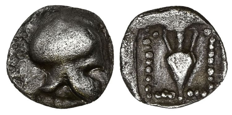 ASIA MINOR. Uncertain. (Circa 5th century BC).
AR Tetartemorion (6.3mm 0.2g)
O...