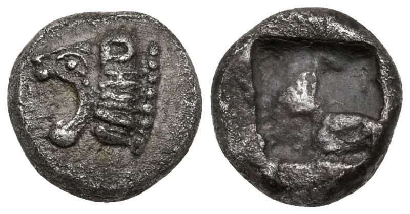 THRACO-MACEDONIAN REGION. Uncertain. (5th century BC).
AR Obol (7.4mm 0.62g).
...