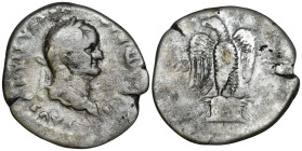 Vespasian (69-79 AD). Rome
AR Denarius (18.9mm 2.99g)
Obv: Laureate head right.
Rev: Eagle, with wings spread and head left, standing facing on gar...