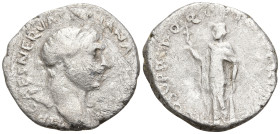 Trajan (98-117 AD). Rome
AR Denarius (17.7mm 3.02g)
Obv: Laureate bust of Trajan, right; slight drapery on far shoulder.
Rev: Spes standing left, h...