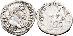 Trajan (98-117 AD). Rome.
AR Denarius (19mm 3.05g)
Obv: IMP CAES NERVA TRAIAN AVG GERM. Laureate head right.
Rev: P M TR P COS III P P, Vesta seate...