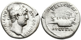 Hadrian (117-138 AD). Rome
AR Denarius (18.6mm 3.12g)
Obv: HADRIANVS AVG COS III P P. Laureate head of Hadrian right, with slight drapery on his lef...
