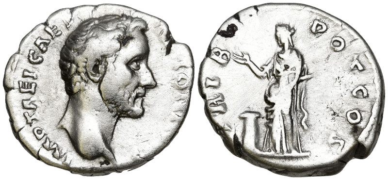 Antoninus Pius, as Caesar (138 AD)
AR Denarius (17mm 3.42g)
Obv: IMP T AEL CAE...