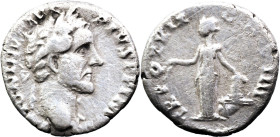 Antoninus Pius (138-161 AD). Rome
AR Denarius (16.8mm 2.98g)
Obv: ANTONINVS AVG PIVS P P IMP II. Laureate head right.
Rev: TR POT XIX COS IIII. Ann...