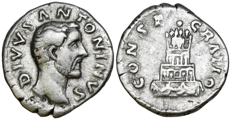 Divus Antoninus Pius (Died 161 AD). Rome. Struck under Marcus Aurelius.
AR Dena...