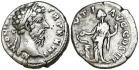 Marcus Aurelius (161-180 AD). Rome
AR Denarius (17.7mm 2.93g)
Obv: M ANTONINVS AVG TR P XXIII. Laureate head of Marcus Aurelius to right.
Rev: SALV...