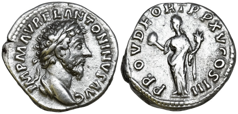 Marcus Aurelius (161-180 AD). Rome
AR Denarius (17.5mm 3.47g)
Obv: IMP M AVREL...