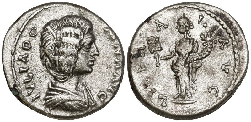 Julia Domna, Augusta (193-217 AD). Emesa
AR Denarius (17.2mm 3.76g)
Obv: IVLIA...