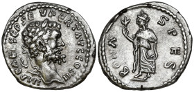 Septimius Severus (193-211 AD). Emesa
AR Denarius (16.9mm 2.69g)
Obv: IMP CAE L SEP SEV PERT AVG COS II. Laureate head of Septimius Severus to right...
