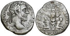 Septimius Severus (193-211 AD). Rome
AR Denarius (17.7mm 3.18g)
Obv: L SEPT SEV PERT AVG IMP V. Laureate head right
Rev: PART ARAB ADIAB, COS II PP...