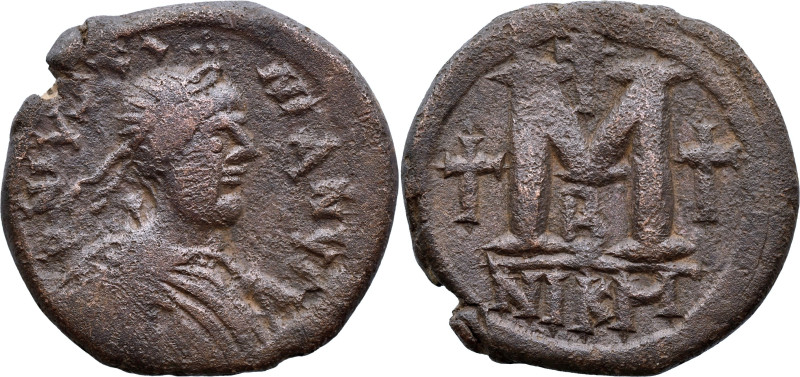 Justinian I (527-565 AD). Nicomedia
AE Follis, Nicomedia, AD 30mm, 15.2gm.
Obv...