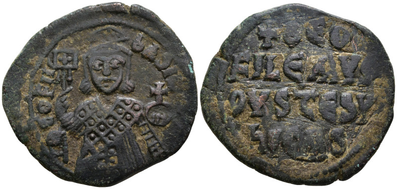 Theophilus (829-842 AD). Constantinople
AE Follis (27.2mm 8.8g)
Obv: ΘEOFIL BA...