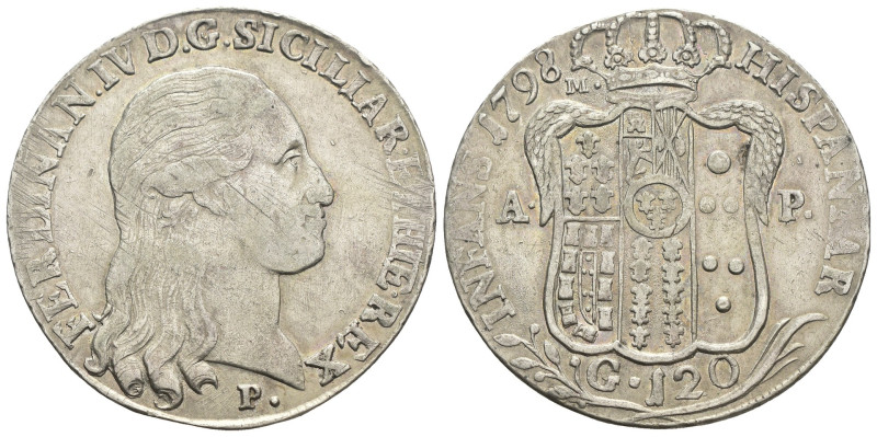 Napoli - Ferdinando IV di Borbone (1759-1816) 120 Grana 1798 - Ag. - gr. 27,47
...