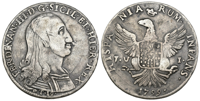 Regno di Sicilia - Palermo - Ferdinando III (1759-1816) 12 Tarì 1799 - Ag

qBB...