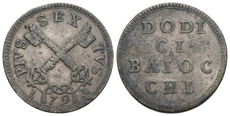 Stato Pontifcio - Roma - Pio VI (1775-1799) - 12 Baiocchi 1793 - gr 7,48

BB+/...