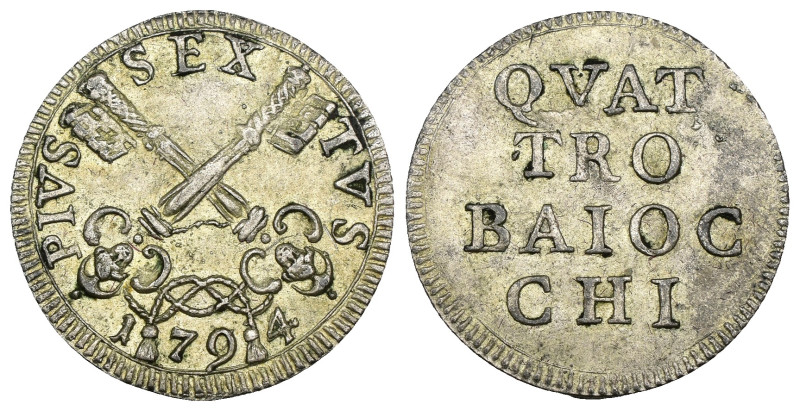 Stato Pontifcio - Roma - Pio VI (1775-1799) - Quattro Baiocchi 1794 - gr. 2,56
...