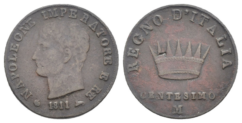 Napoleone I, Re d'Italia (1805 - 1814) - 1 Centesimo 1811, I° tipo - Zecca: Mila...