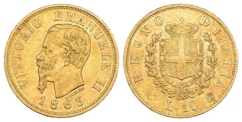 Vittorio Emanuele II (1861-1878) 10 Lire 1863, Torino - Gig.27 - Au

qSPL

S...