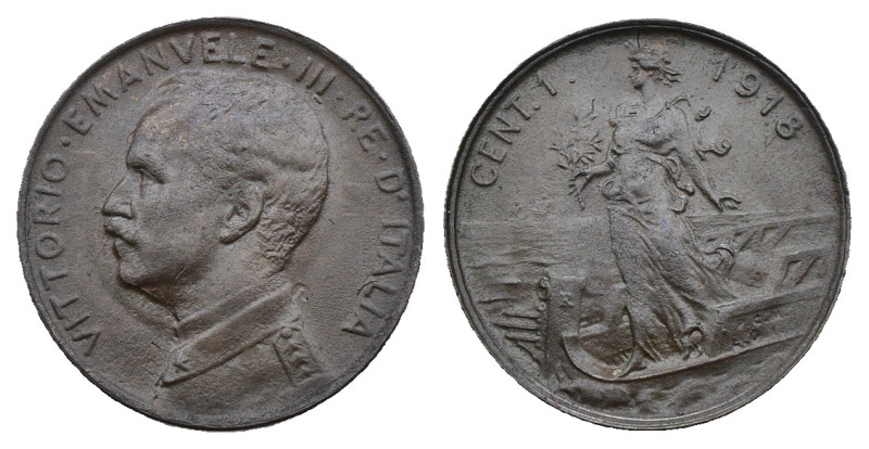 Vittorio Emanuele III (1900-1943) - 1 Centesimo Italia su Prora 1918 - Cu - Gig....