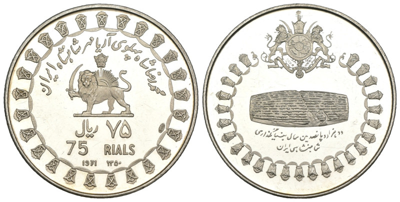 Iran - Mohammad Reza (1941-1979) - 75 Rials 1350 (1971) - Ag - KM# 1186 - segnet...