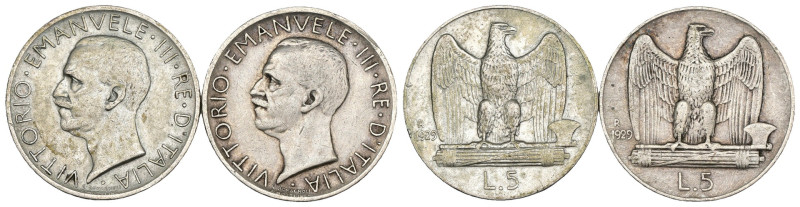 Regno d'Italia - Vittorio Emanuele III (1900-1943) - Lotto di 2 monete da 5 Lire...