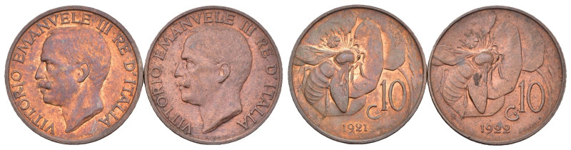 Regno d'Italia - Vittorio Emanuele III (1900-1943) - Lotto di 2 monete 10 cent. ...