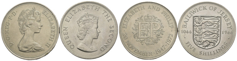 Regno Unito - Elisabetta II (1952-2022) - Lotto di 2 monete celebrative 1972 e 1...