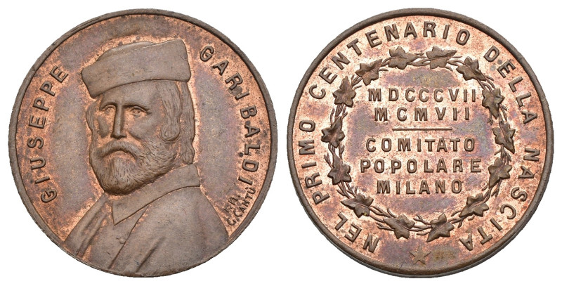 Italia - Giuseppe Garibaldi (1807-1882) - Medaglia 1907 commemorativa del primo ...