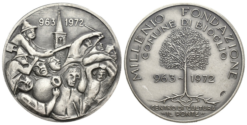 Medaglia - Millennio Fondazione Comune di Bioglio 1972 - gr. 22,25 - Ømm 36 - Ag...