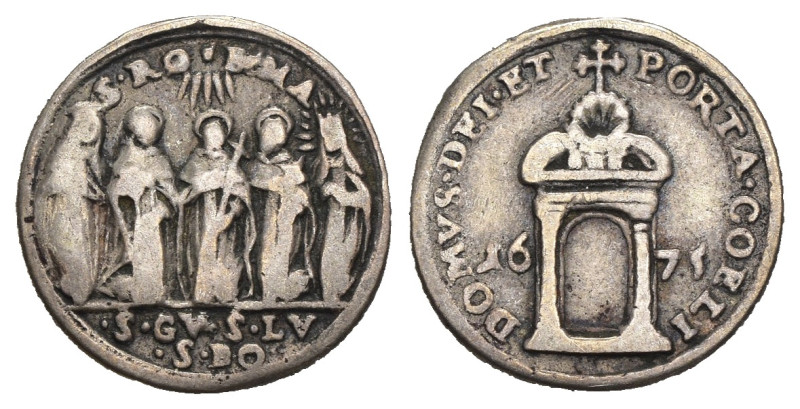 Medaglia commemorativa dell' apertura della Porta Santa 1675 - gr. 1,53; Ø mm 16...