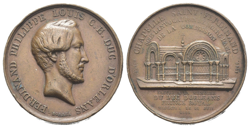 Medaglia - Ferdinando Filippo Luigi Duca D'Orleans - 1846 - Ae - gr. 8,82; Ø mm ...