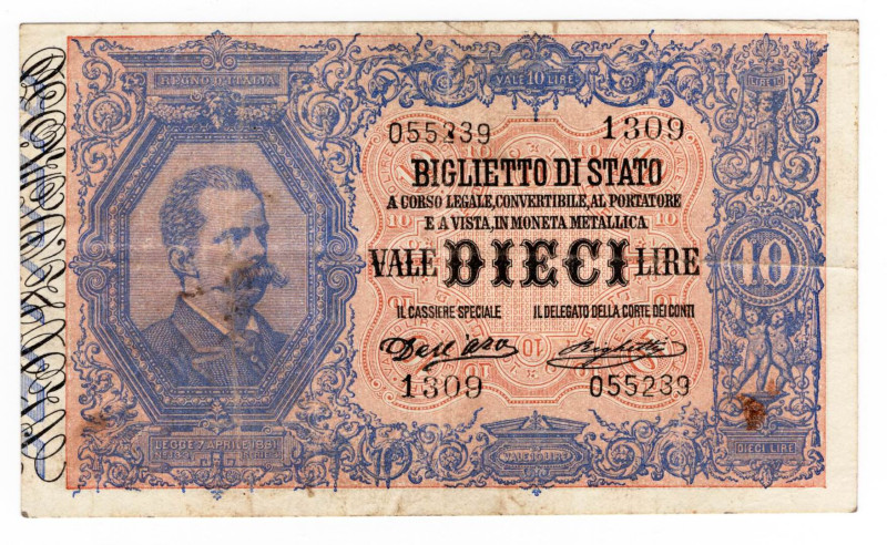 Regno d'Italia - Vittorio Emanuele III - Biglietti di Stato - 10 Lire effige di ...