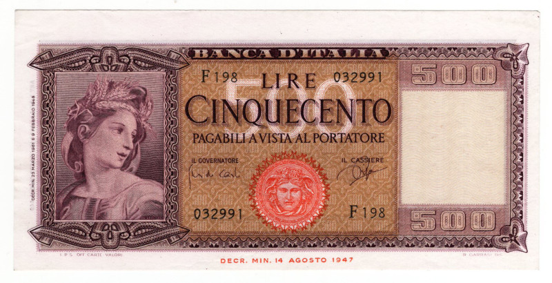 Repubblica Italiana - 500 Lire Italia - 23/03/1961 - Gig. (Bugani) BI 39C 

SU...