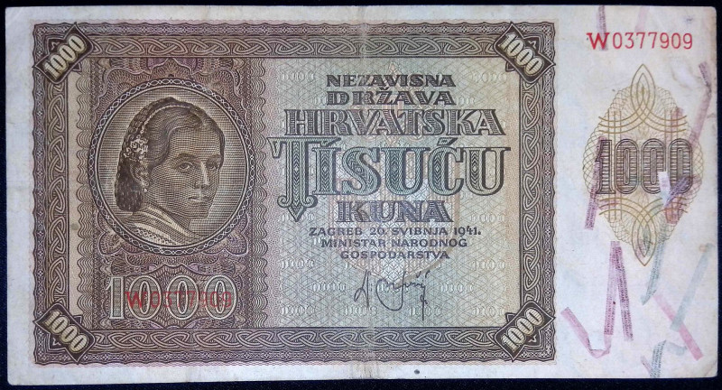 Croazia - Stato Indipendente (1941-1945) - 1000 Kuna 1941 - P#4a

BB

SPEDIZ...